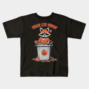 Trick or Trash - Raccoon in Bin Kids T-Shirt